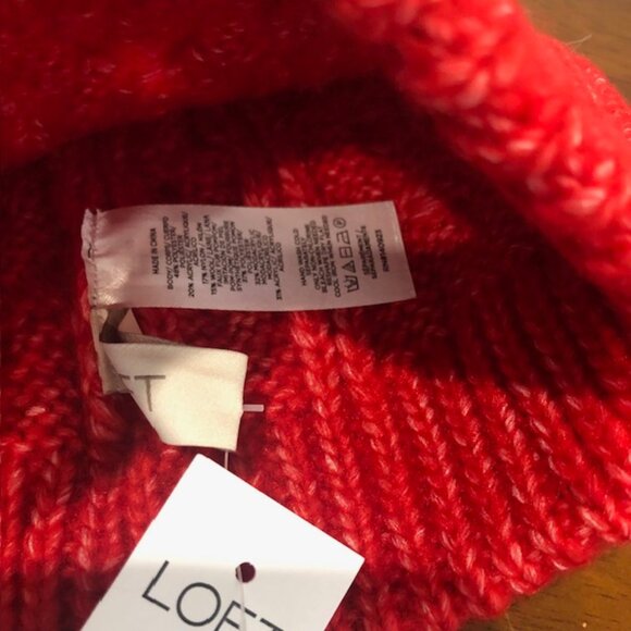 Loft Red Holiday Red Beanie Hat NWT - Picture 4 of 10